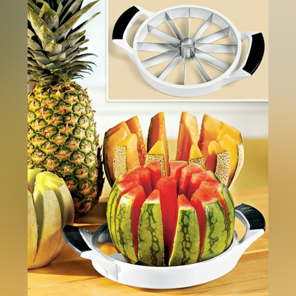 Norpro 8" Melon/Pineapple Cutter Grip-Ez Handle Stainless Steel Blades White